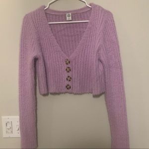 UO Rochelle Fuzzy Cropped Cardigan